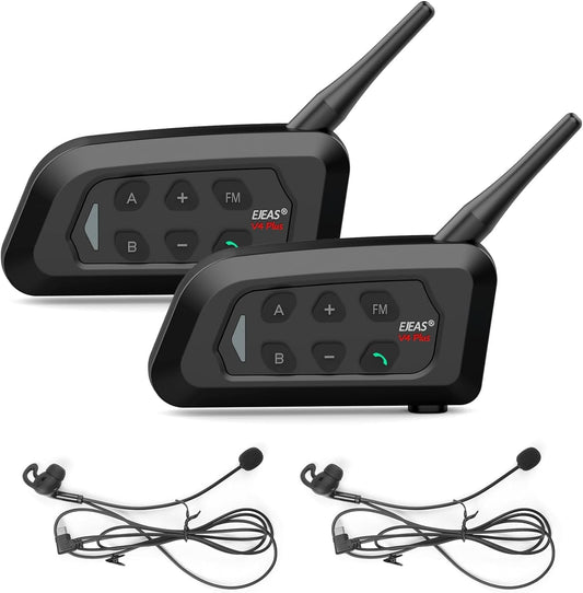 EJEAS V4C Plus 2 Pcs Professional Football Referee Bluetooth Intercom, 1200 Meters, 4 People Simultaneously Duplex Speaking for Football and Handball Referees