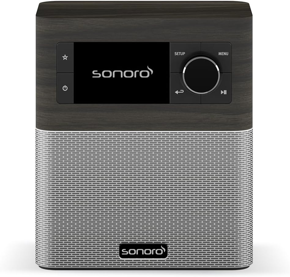 SONORO Stream Internetradio (FM/Dab+/WiFi, AUX-in, Bluetooth, Spotify, Deezer) Eiken Moor/Zilver - Digitale Radio - Badkamer, Keuken