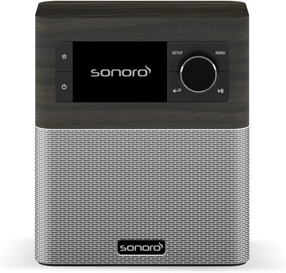 SONORO Stream Internetradio (FM/Dab+/WiFi, AUX-in, Bluetooth, Spotify, Deezer) Eiken Moor/Zilver - Digitale Radio - Badkamer, Keuken