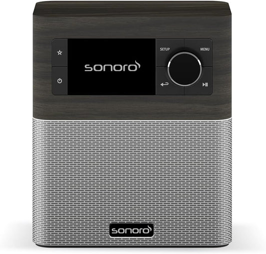 SONORO Stream Internetradio (FM/Dab+/WiFi, AUX-in, Bluetooth, Spotify, Deezer) Eiken Moor/Zilver - Digitale Radio - Badkamer, Keuken