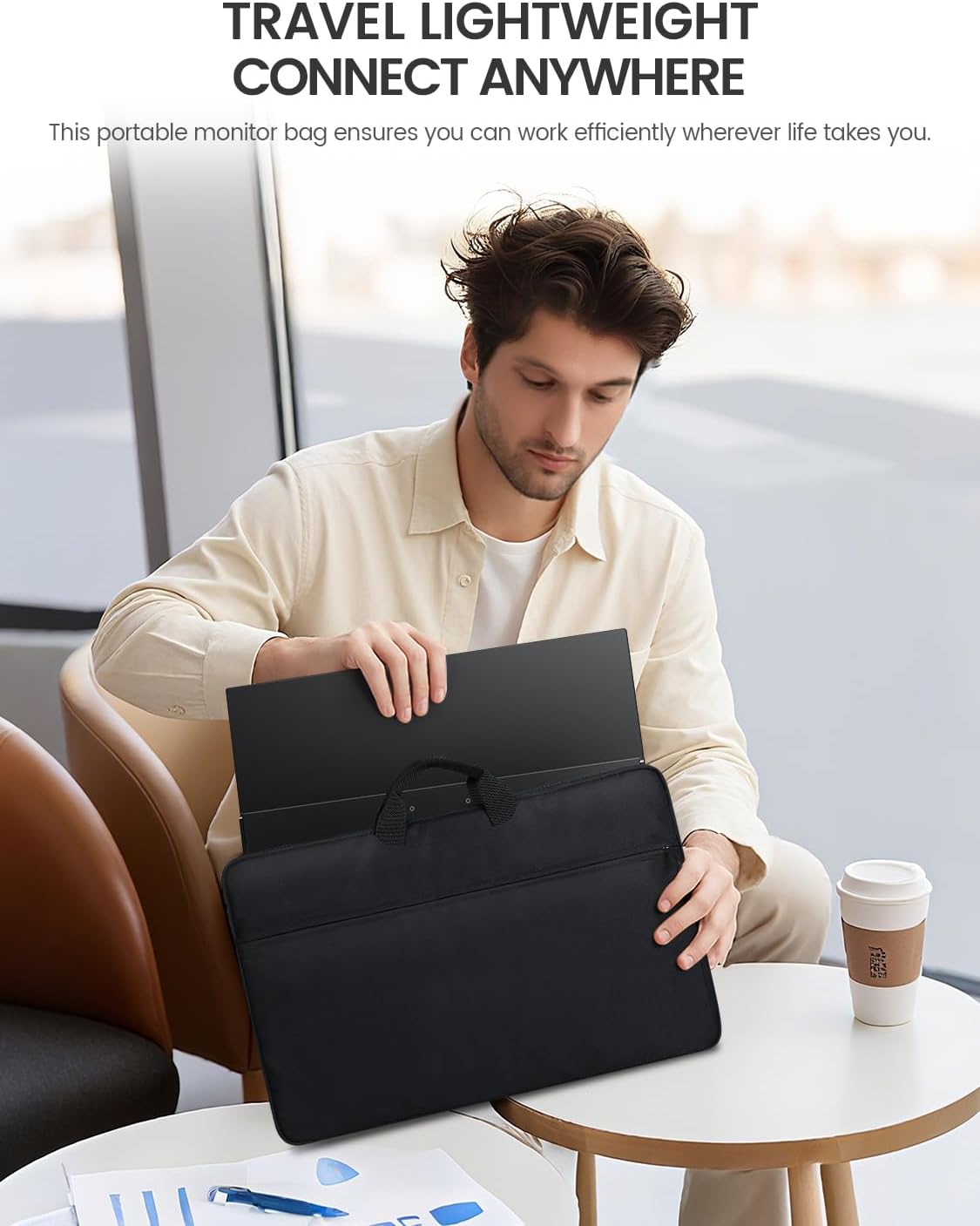 UPERFECT Draagbaar touchscreen, 21,5 inch, 120 Hz, draagbaar, touchscreen, 1300:1 1080P, geïntegreerde houder, HDMI, USB C, voor pc, computer, spelconsole, metalen behuizing, VESA-compatibel