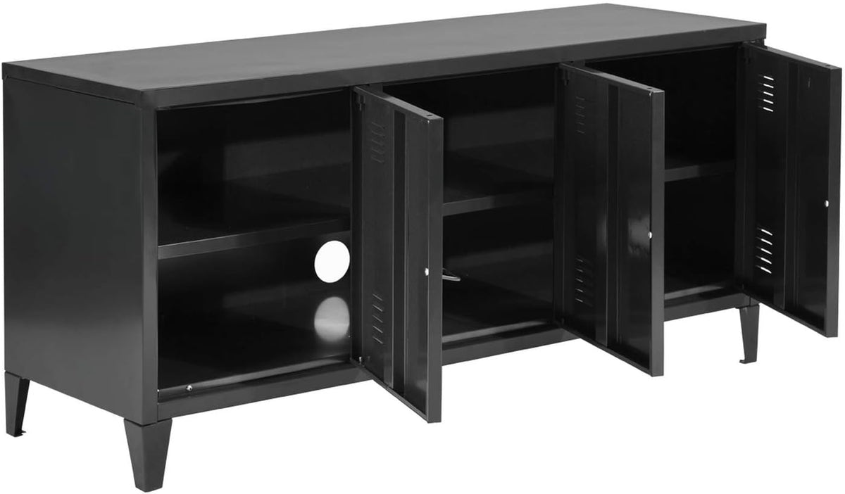 Grote ruimte metalen kast, 2-laags metalen opbergkast, 3 deuren, kantoormeubel, opslag met plank, lage kast, 120 × 40 × 58 cm
