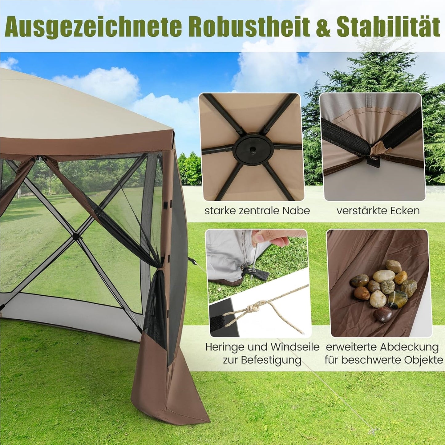 Partytent – Pop-up Tent – Paviljoen – Vouwtent – Feesttent – 3,5x3,5 m – Waterdicht Oxford Doek – Met Ademend Gaas en Zijwanden