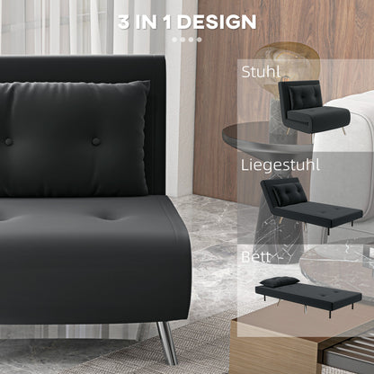 Slaapfauteuil – Relaxstoel – Bedfauteuil – Gastenbed – Velours Fauteuil – Donkergrijs – 3-stand Verstelbare Rugleuning – Compact 77x88x83 cm