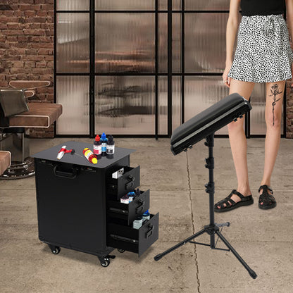 Professionele Makeup Koffer – Make-up Trolley – Cosmetica Koffer – Visagie Koffer – Beauty Organizer – Zwart – Stevig Aluminium Frame – Verstelbare Handgreep Met Wielen