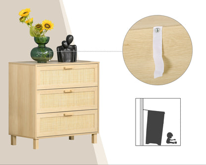 Commode – Ladekast – Dressoir – Opbergkast – Kast – 3 Ruime Lades – MDF Licht Houtdecor 80x40x80 cm