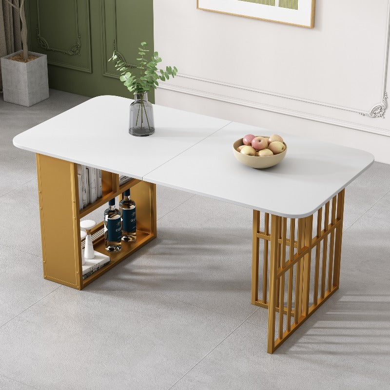 2-delige Buitentafel Set – Koffietafel – Bijzettafel – Tuinset – Patio Meubels – Stalen Frame – Marmerlook Tafelblad – Weerbestendig – Modern Geometrisch Design