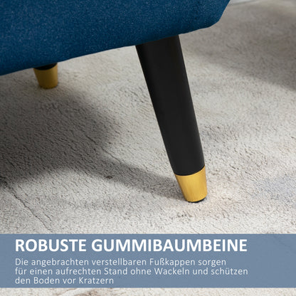 Opbergbank – zitbank – bench – opbergmeubel – zitkist – Velvet-Look Bekleding – Ruime Opbergruimte – Massief Houten Poten – Blauw – 107x42x65 cm