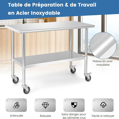 RVS Tafel – Werktafel – Werkbank – RVS Werkblad – Professionele Tafel – Roestvrij Staal – Zwaar Belastbaar – Hygiënisch en Onderhoudsvriendelijk