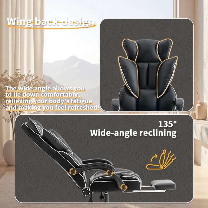 Gamingstoel – Gamestoel – Gaming Chair – Game Stoel – Bureaustoel – Ergonomisch – Verstelbare Hoogte – PU Leder – Zachte Schuimvulling – Stevige Rugleuning – 5-Wiel Basis – Geschikt Voor Volwassenen En Tieners – Geschikt Voor Tapijt
