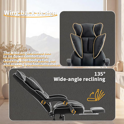 Gamingstoel – Gamestoel – Gaming Chair – Game Stoel – Bureaustoel – Ergonomisch – Verstelbare Hoogte – PU Leder – Zachte Schuimvulling – Stevige Rugleuning – 5-Wiel Basis – Geschikt Voor Volwassenen En Tieners – Geschikt Voor Tapijt