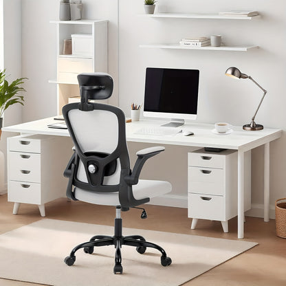 Ergonomische Bureaustoel – Kantoorstoel – Computastoel – Gamestoel – Werkstoel – Verstelbare Hoofdsteun & Armleuningen – Ademend Mesh & 360° Draaibaar