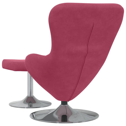 Fauteuil – Draaifauteuil – Relaxstoel – Loungefauteuil – Zithoekstoel – Wijnrood – Fluwelen Bekleding – Inclusief Voetensteun