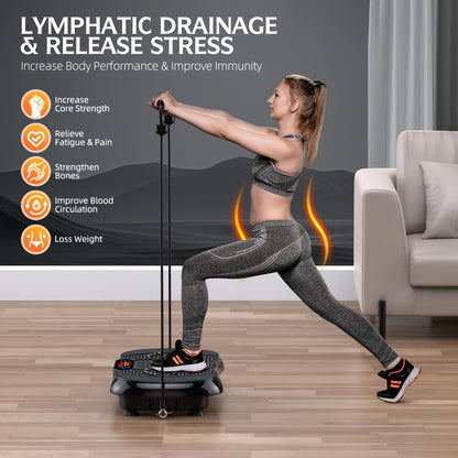 Vibratieplaat – Vibratietrainer – Spierstimulator – Fitnessapparaat – Trainingsplaat – 3 Intensiteitsniveaus – Inclusief Afstandsbediening en Trainingsbanden – Max. Belastbaar 150 kg – Geschikt Voor Thuis en Sportschool