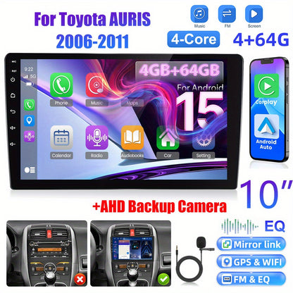Autoradio Toyota Auris – Double Din Car Stereo – Android Auto Stereo – Touchscreen Radio – Multimedia Speler – 10 Inch 1080P – Android 15 Systeem – AHD Achteruitrijcamera & Wireless CarPlay