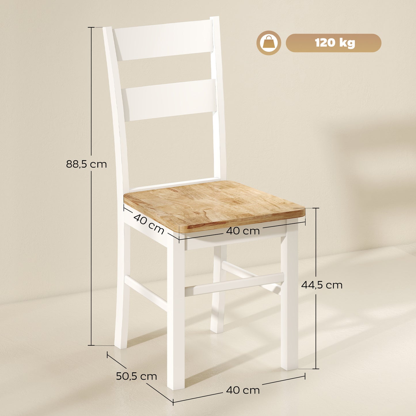Keukenstoelen – Eetkamerstoelen – Stoelen Set – Houten Stoelen – Comfortabele Stoelen – Set Van 2 – Rubberhout – Ergonomische Gebogen Rugleuning