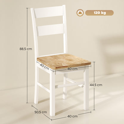 Keukenstoelen – Eetkamerstoelen – Stoelen Set – Houten Stoelen – Comfortabele Stoelen – Set Van 2 – Rubberhout – Ergonomische Gebogen Rugleuning