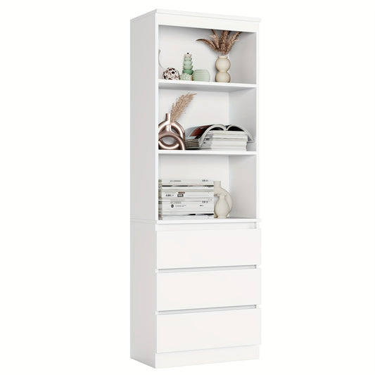 Ladekast – Opbergkast – Boekenkast – Kast Met Laden – Wit Hout – Ruime 3,2+ Kubieke Voet – Stevige Massief Houten Constructie