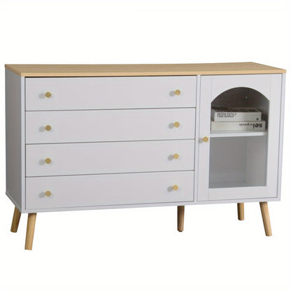 Wit Dressoir – Sideboard – Ladekast – Opbergkast – Buffetkast – 4 Ruime Lades – Modern Design – 120x40x77,5 cm