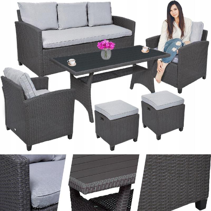 TECHNORATTAN Garden Furniture Set, Table, Sofa, Armchair, MILANO Relaxation Set