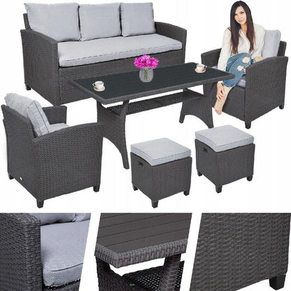 TECHNORATTAN Garden Furniture Set, Table, Sofa, Armchair, MILANO Relaxation Set