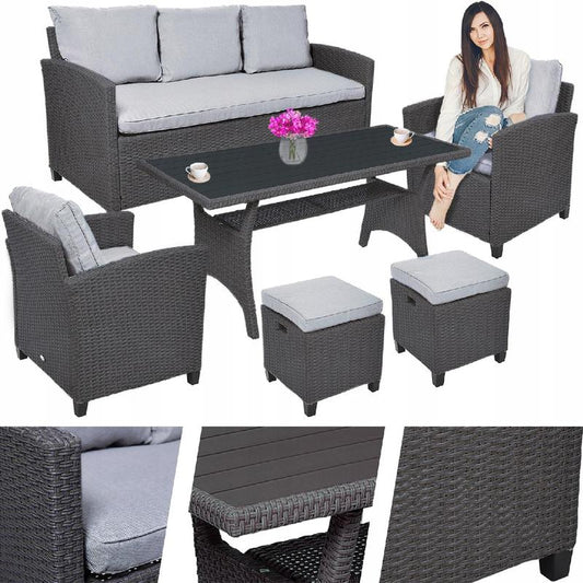 TECHNORATTAN Garden Furniture Set, Table, Sofa, Armchair, MILANO Relaxation Set