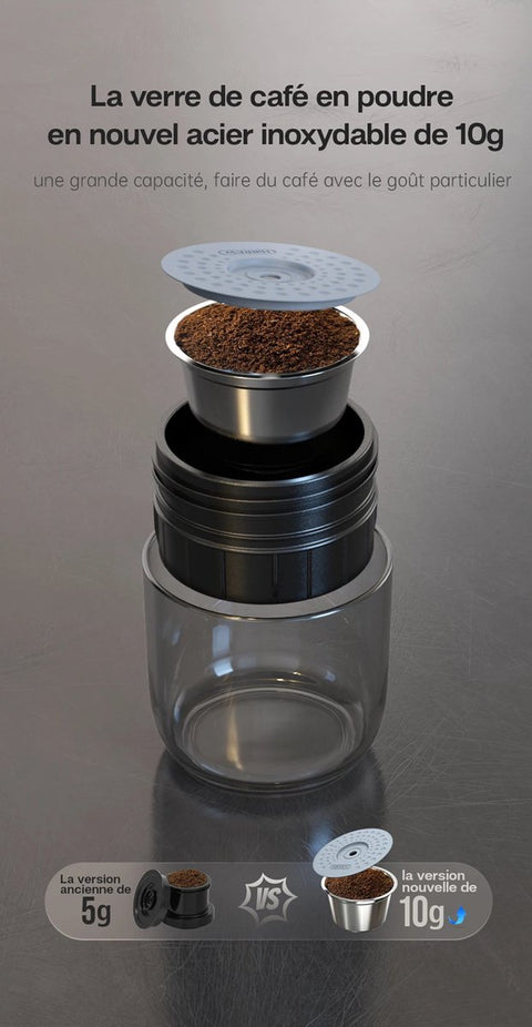 Draagbare Koffiemachine - Elektrisch Koffiezetapparaat - Voor Onderweg - 12V Espresso Maker - Portable Coffee Brew Machine - Warm en Koud Extractie - Opwarm-functie - 15 bar Extractie - 80W
