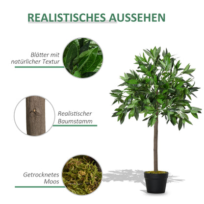 Kunstboom – Kunstlaurier – Kunstplant – Kunstplanten – Kunstbomen – Set Van 2 – 90 cm Hoog – Cement Pot – Voor Binnen En Buiten – Onderhoudsvrij – Groen