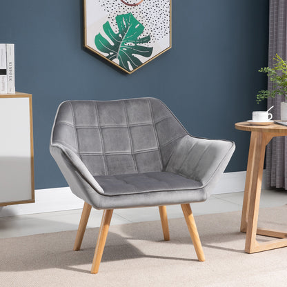 Fauteuil – Relaxfauteuil – Loungefauteuil – Zetel – Sessel – Scandinavische Fauteuil – Fluwelen Bekleding – Met Verhogen Poten – 64x62x72,5 cm