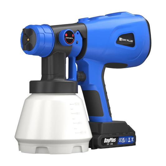 Verfspuit – Verfpistool – Verfspuitpistool – Draadloze Verfspuit – HVLP Verfspuit – 21V Lithium-Ion Accu – 4 Nozzles Inclusief – Instelbare Verfdoorvoer – Ergonomisch Ontwerp