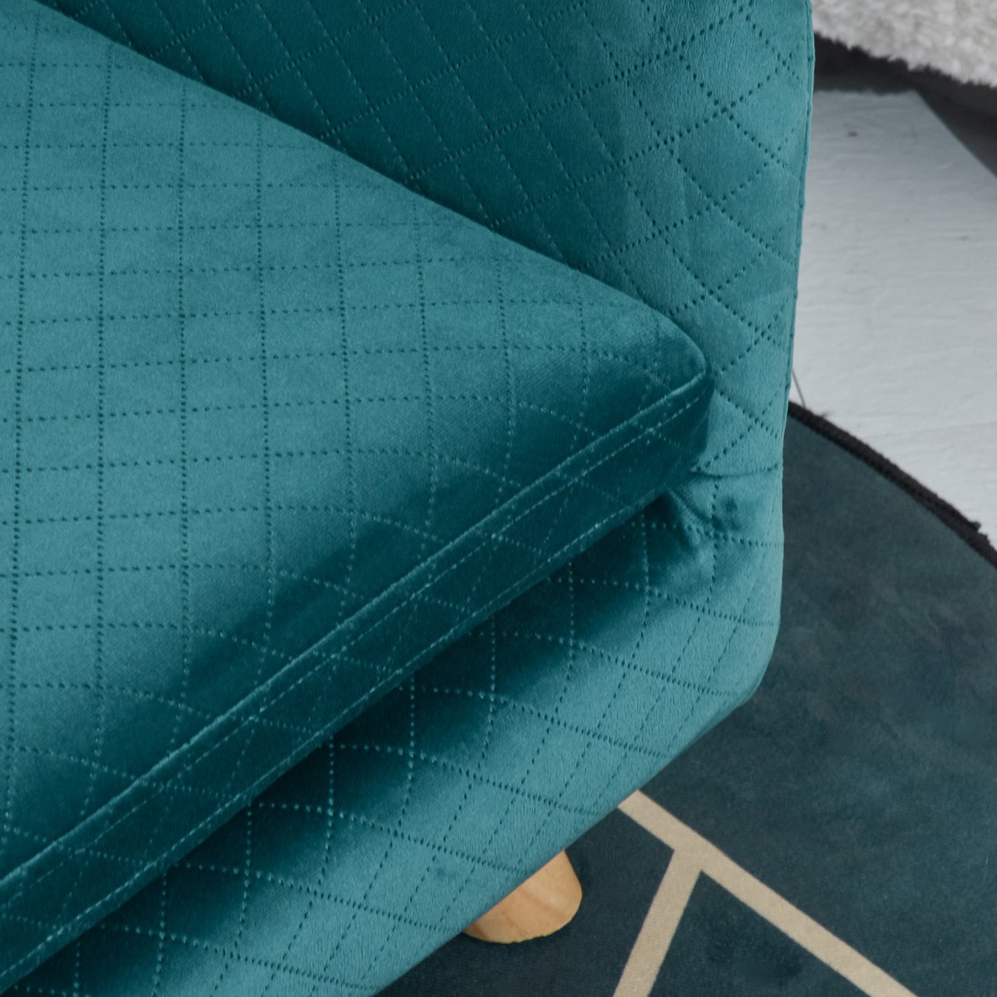 Hondenbed – Dogbed – Huisdierbed – Ligbed – Rustplek – Blauw Velvet – Scandinavisch Design – Zachte Katoenen Kussenlaag – Stevige Houten Poten – 64x45x36 cm
