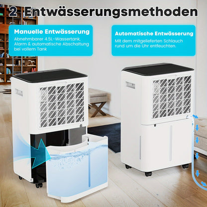 Luchtontvochtiger – Vochtvreter – Ontvochtiger – Vochtregulator – Aircoontvochtiger – 16 Liter Capaciteit – Stil & Energiezuinig – Wifi App Bediening – Digitaal Display – Wit – Slimme Vochtigheidsregeling – Continue Afvoer – Slaapstand