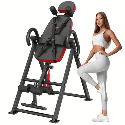 Inversietafel – Inversiebank – Rugtrainer – Fitnessbank – Omkeerbank – Opvouwbaar – Verstelbare Riemen – Stevig IJzeren Frame – Dubbele Rollers