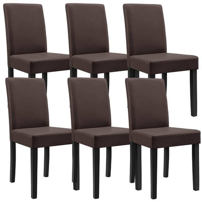 Eetkamerstoel – Stoel – Kuipstoel – Keukenstoel – Set Van 6 – Kunstleer Bekleding – Massief Houten Poten