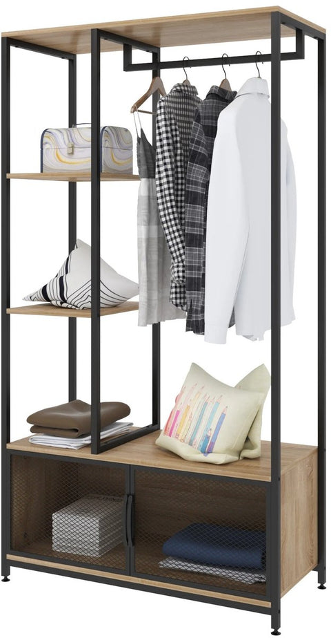 Garderoberek - Kleerhangers - Garderoberek Wand - Garderoberek Organiser - Garderoberek Schoenen - 90 cm x 40 cm x 167 cm - Licht Eiken Zwart