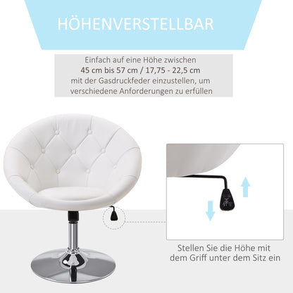 Bureaustoel – Draaistoel – Werkstoel – Bureaustoel Met Wieltjes – Bureaustoel Kunstleer – Wit – Verstelbare Zithoogte 42-54 Cm – Kantelmechanisme Voor Extra Comfort