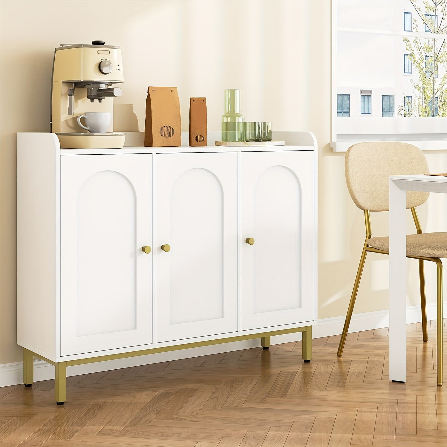 Sideboard – Opbergkast – Keukenkast – Woonkamerkast – Dressoir – 3 Deuren Met Verstelbare Planken – Compact Wit Design 30x100x80,5 cm