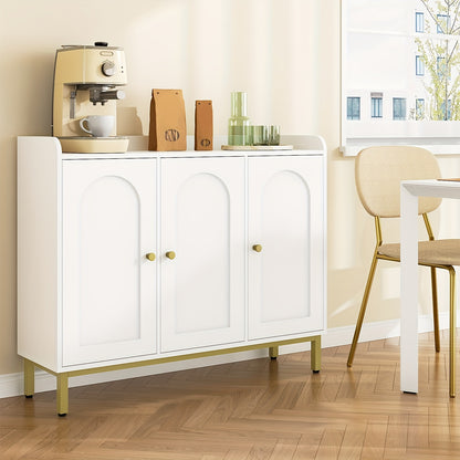 Sideboard – Opbergkast – Keukenkast – Woonkamerkast – Dressoir – 3 Deuren Met Verstelbare Planken – Compact Wit Design 30x100x80,5 cm