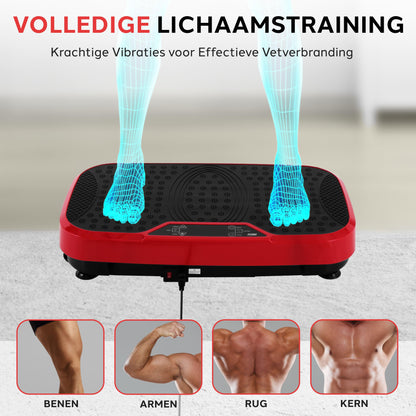 Vibration Platform Fitness Machine – Trillingsplaat – Fitness Plate – Vibratieboard – Workout Trainer – Rood – 40 Instelbare Intensiteiten – Anti-Slip Rubber
