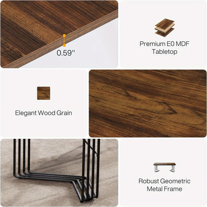 Vergadertafel – Bureautafel – Seminartafel – Kantoortafel – Trainingstafel – Rustiek Bruin Zwart – Geometrisch Metalen Frame – 200x100 cm Groot Werkblad