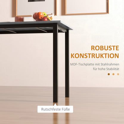 Eettafel – Keukentafel – Uitschuifbare Tafel – Uitklapbare Eettafel – Tafel Voor 6 Personen – Donkergrijs – Melamine Blad – Stalen Poot