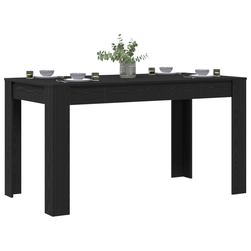 Black Oak Dining Table 140×74.5×76 Cm Wood Material - Modern Simple Style - for Home & Restaurant - Oak-Look Surface - Scratch-Resistant & Easy to Clean - Stable Plate Construction - Space for 6-8 People