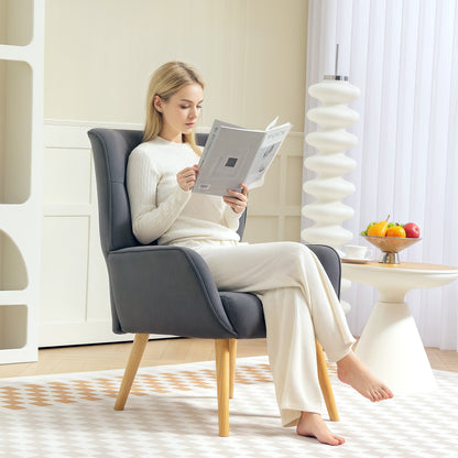 Fauteuil – Relaxfauteuil – Zitzak – Loungestoel – Armstoel – Velvetlook Bekleding – Max. Draaggewicht 120 Kg – Grijs