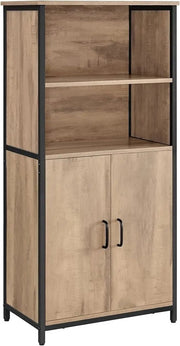 Keukenkast - Kast - Opbergkasten - Keukenorganiser - Dressoir - Woonkamerkast - 35 cm x 60 cm x 124,5 cm - Eiken Bruin/Zwart