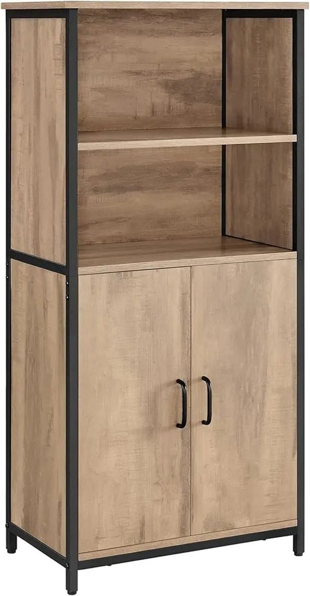 Keukenkast - Kast - Opbergkasten - Keukenorganiser - Dressoir - Woonkamerkast - 35 cm x 60 cm x 124,5 cm - Eiken Bruin/Zwart