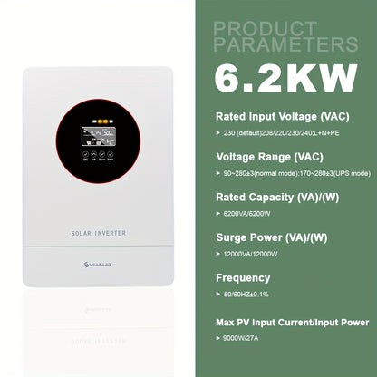 Zonnepaneel Omvormer – Solar Inverter – PV Inverter – Off-Grid Omvormer – MPPT Controller – 24V Naar 230V AC – 100A MPPT Laadregelaar – Hoge Frequentie Conversie
