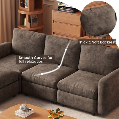 Modulaire Bank – Hoekbank – Slaapbank – Chaise Longue – Zithoek – Grote 5-Zits U-Vorm – Opbergruimte Chaise – Houtvrij Duurzaam Frame