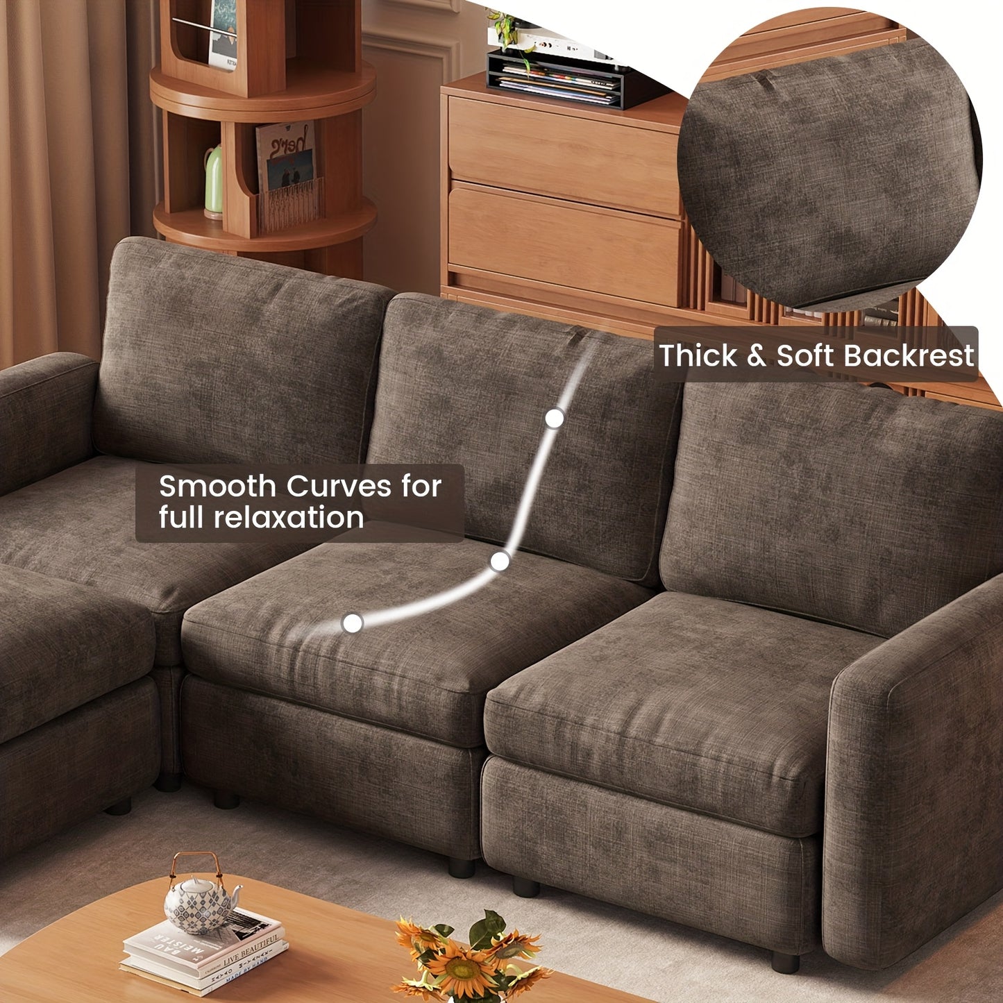Modulaire Bank – Hoekbank – Zitzetel – Slaapbank – Chaise Longue – Grijs – Opbergruimte – Verstelbare Opstelling – Comfortabele Grote Zitplaats – Eenvoudige Montage