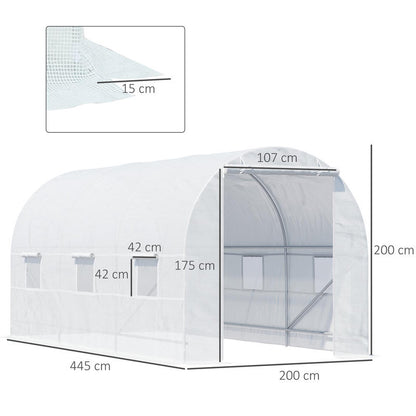 Kweekkas – Tuinkas – Mini Kas – Moestuin Kas – Groentekasje – Walk-in Kas Met Metalen Frame – 4,45x2x2 Meter – Duurzaam Polypropyleen Zeil – Lichtgewicht & Weerbestendig