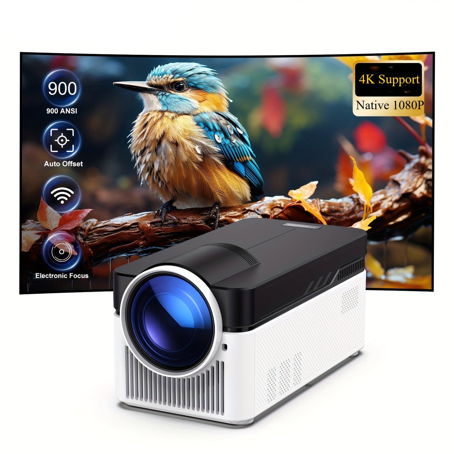 Beamer – Projector – Mini Beamer – Home Cinema – Android Projector – Native 1080P Full HD – 900 ANSI Lumen – Elektronische Focus & Auto Keystone